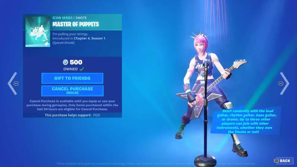 Игроки Fortnite теперь могут исполнить Master of Puppets на гитаре