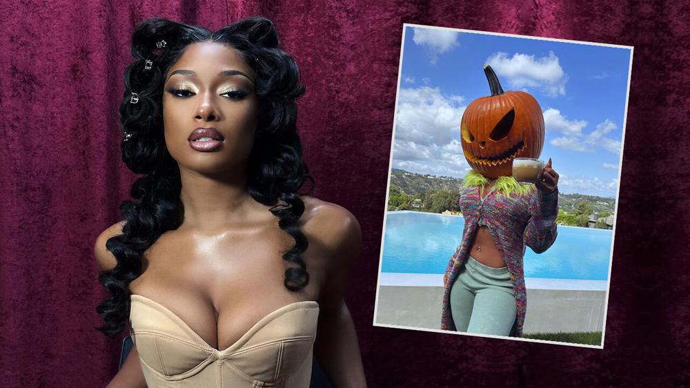 Рэперша Megan Thee Stallion предстала с тыквой на голове перед Хеллоуином