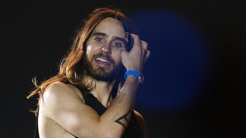 Джаред Лето c группой Thirty Seconds to Mars во время концерта в Москве, 16 марта 2014 года